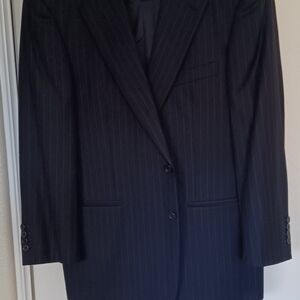 Ermenegildo Zegna Navy Pinstriped 100%  Wool Jacket Blazer Size 52